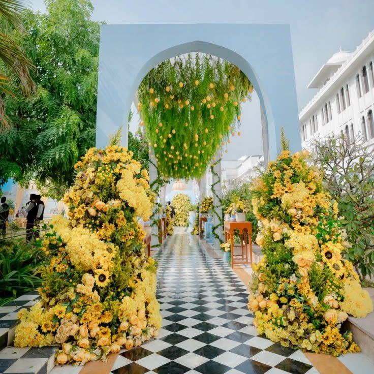 Luxury floral haldi entrance